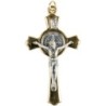 Croix de Saint Benoît couleur dorée christ argenté – Hauteur 7,8 cm, livrée en boîte.