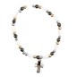 Bracelet dizainier sur élastique grains en nacre ovale et grains en hématite Ø 4 mm, avec croix en métal.