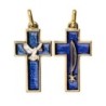 Croix de cou double face Colombe / PAX, en métal doré, émaillée 2 couleurs – Hauteur 3,5 cm