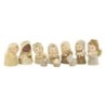 Crèche enfantine de couleur beige avec 10 personnages H 5.8 cm.