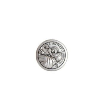 Mini plaque auto Ø 2.5 cm en metal couleur argentee. Plusieurs saints..