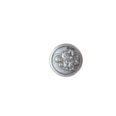 Mini plaque auto Ø 2.5 cm en metal couleur argentee. Plusieurs saints..