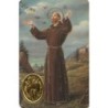 Carte priere plastifiee avec poincon dore imitation medaille H.8.5 x 5.4 cm, plusieurs saints..