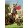 Carte priere plastifiee avec poincon dore imitation medaille H.8.5 x 5.4 cm, plusieurs saints..