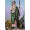 Carte priere plastifiee avec poincon dore imitation medaille H.8.5 x 5.4 cm, plusieurs saints..
