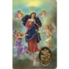 Carte priere plastifiee avec poincon dore imitation medaille H.8.5 x 5.4 cm, plusieurs saints..
