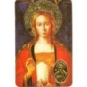 Carte priere plastifiee avec poincon dore imitation medaille H.8.5 x 5.4 cm, plusieurs saints..