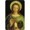 Carte priere plastifiee avec poincon dore imitation medaille H.8.5 x 5.4 cm, plusieurs saints..
