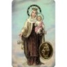 Carte priere plastifiee avec poincon dore imitation medaille H.8.5 x 5.4 cm, plusieurs saints..