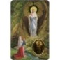 Carte priere plastifiee avec poincon dore imitation medaille H.8.5 x 5.4 cm, plusieurs saints.