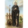 Carte priere plastifiee avec poincon dore imitation medaille H.8.5 x 5.4 cm, plusieurs saints..