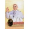 Carte priere plastifiee avec poincon dore imitation medaille H.8.5 x 5.4 cm, plusieurs saints..