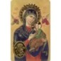 Carte priere plastifiee avec poincon dore imitation medaille H.8.5 x 5.4 cm, plusieurs saints.