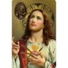 Carte priere plastifiee avec poincon dore imitation medaille H.8.5 x 5.4 cm, plusieurs saints..