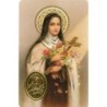 Carte priere plastifiee avec poincon dore imitation medaille H.8.5 x 5.4 cm, plusieurs saints..