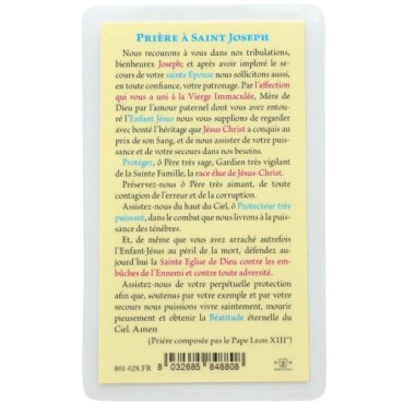 Image papier plastifie avec priere 11.5 x 7 cm, plusieurs saints..