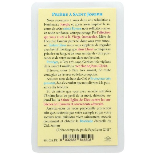 Image papier plastifie avec priere 11.5 x 7 cm, plusieurs saints..