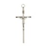 Crucifix forme tube en métal couleur argentée avec Christ - H. 10 cm..
