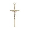 Crucifix forme tube en métal couleur dorée avec Christ - H. 10 cm..