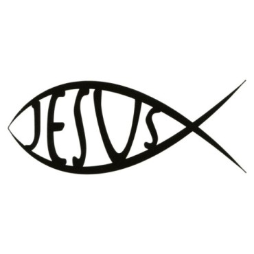 Autocollant transparent 7.5 x 15 cm poisson texte Jesus, plusieurs couleurs..