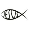 Autocollant transparent 7.5 x 15 cm poisson texte Jesus, plusieurs couleurs..