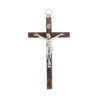 Crucifix bois foncé style palissandre avec Christ métal couleur argentée - H. 11 cm.