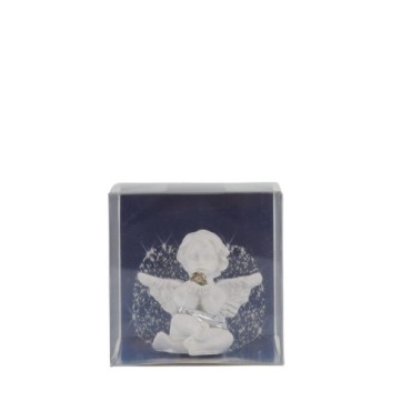 Boite de 24 anges en resine - H. 5 cm (6 lots de 4 anges assortis en boite individuelle).