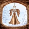 Ange en verre doré. Hauteur 9 cm. Série de 3 anges assortis, livrés en boîte individuelle.