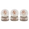 Boule a neige en verre avec ange - H. 9 cm. 3 BOULES ASSORTIES.