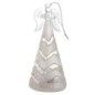 Ange en verre en priere robe lumineuse LED opaque et transparente decoree avec des motifs geometriques H. 15 cm livre en boite.