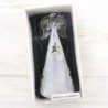 Ange en verre en prière robe lumineuse LED, opaque et transparente décorée avec des étoiles H. 15 cm, livré en boîte.
