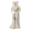 Statue moderne en résine de la famille peinte a la main couleur beige et blanche - H. 14 cm.