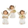 Assortiment d'anges en résine avec livre, Etoile et cadeau couleur blanc et or H. 5,7 - 6 cm - L. 4,2 - 4,5 cm - LOT DE 3.