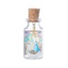 Bouteille en verre décor Nativité, étoile à strass suspendue et Jésus en métal antique. 2,6 x 6 cm.