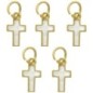 Croix de cou, petit modèle, couleur dorée et intérieur couleur blanc nacre, H. 1,2 cm. LOT DE 5.