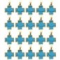 Croix de cou carrée couleur dorée, facette style turquoise, H. 1,5 cm. LOT DE 5.