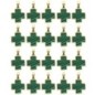 Croix de cou carrée couleur dorée, facette style malachite, H. 1,5 cm. LOT DE 5.