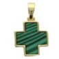 Croix de cou carrée couleur dorée, facette style malachite, H. 1,5 cm. LOT DE 5.