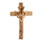 Croix en bois d'olivier de Terre Sainte avec colombe - H. 12 cm..