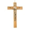 Croix de saint Benoit en bois d olivier avec Christ couleur bronze, hauteur 25 cm..
