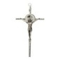 Crucifix avec Christ métal couleur argenté et rayons - H. 16 cm..