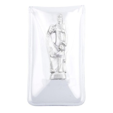 Mini statue métal présentée dans un étui plastique a glisser dans un porte monnaie Hauteur 2,5 cm, plusieurs saints..