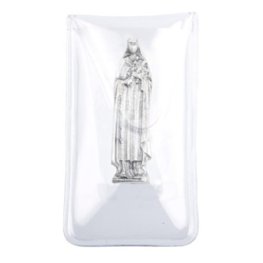 Mini statue métal présentée dans un étui plastique a glisser dans un porte monnaie Hauteur 2,5 cm, plusieurs saints..