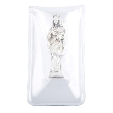 Mini statue métal présentée dans un étui plastique a glisser dans un porte monnaie Hauteur 2,5 cm, plusieurs saints..