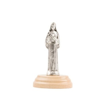 Statue en métal sur socle bois ovale, Hauteur 7 cm, plusieurs saints...