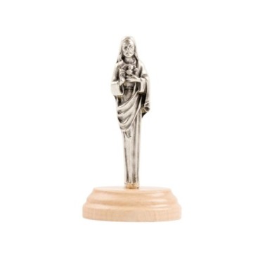 Statue en métal sur socle bois ovale, Hauteur 7 cm, plusieurs saints...