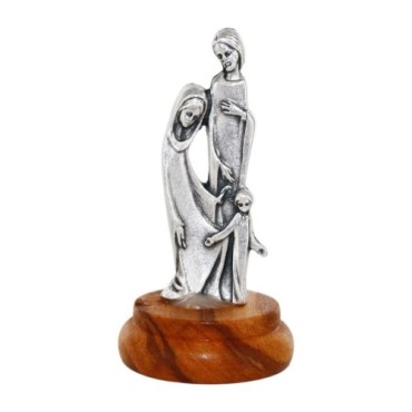 Statue en métal sur socle bois ovale, Hauteur 4.8 cm, plusieurs saints...