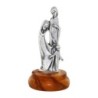 Statue en métal sur socle bois ovale, Hauteur 4.8 cm, plusieurs saints...