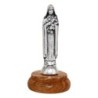 Statue en métal sur socle bois ovale, Hauteur 4.8 cm, plusieurs saints...