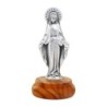 Statue en métal sur socle bois ovale, Hauteur 4.8 cm, plusieurs saints...